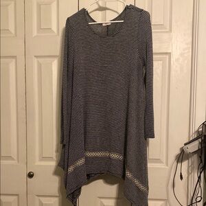 ODDY Navy and White Striped Dress